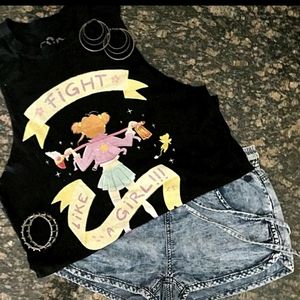 Jean Shorts & Sleeveless Tee